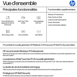 HP EliteBook X G1i IA Nouvelle génération Intel Core Ultra 5 228V 14p WUXGA 32Go 512Go SSD UMA W11P Copilot + PC 3 3 0