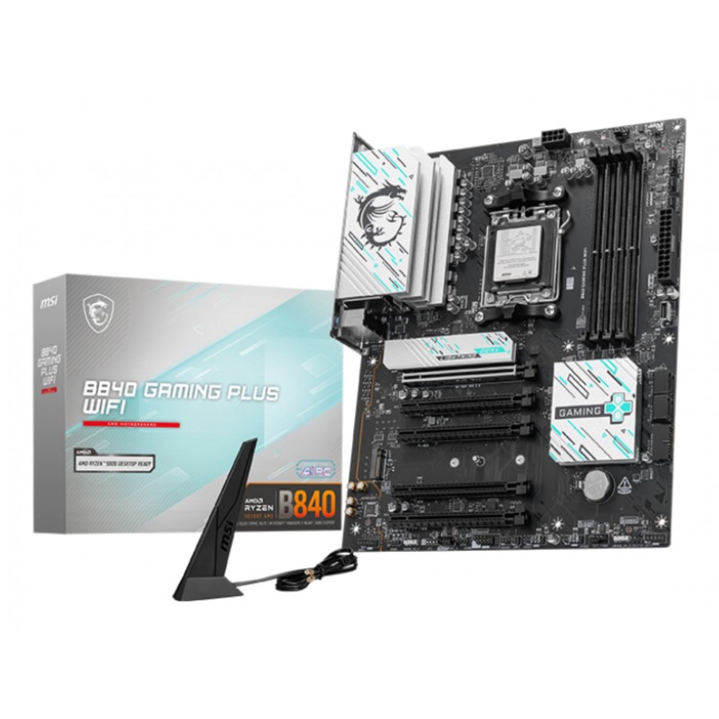 MSI PRO B840 GAMING PLUS WIFI 7 ATX - SOC AM5 - 4 DDR5 - 2x M.2 - RAID 0,1,10 - 1x HDMI - 4x USB2 - 1xRJ45 - 4x SATA -.