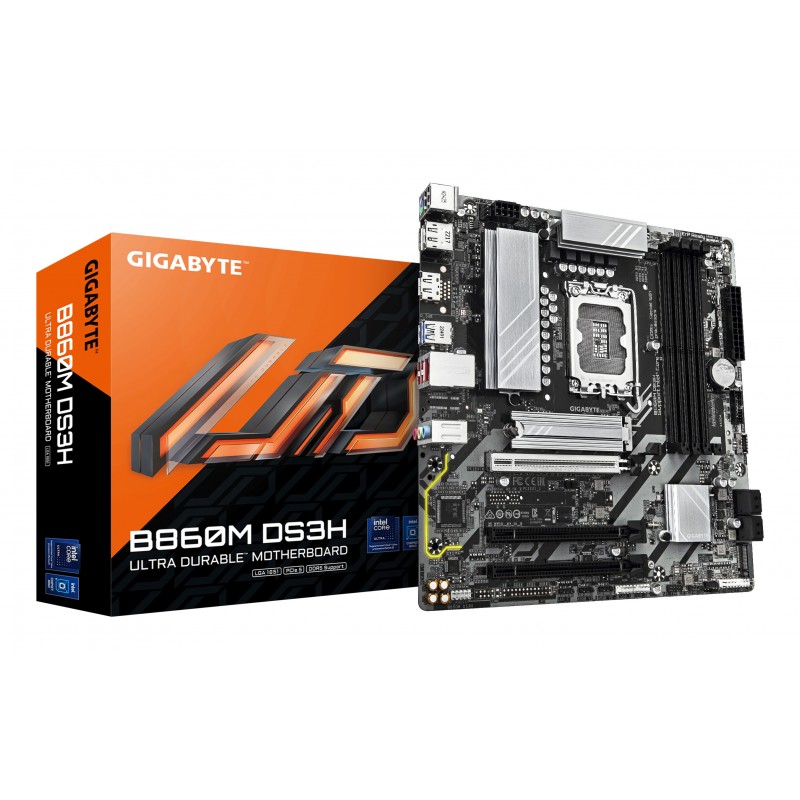 Carte Mère GIGABYTE B860M-DS3H M-ATX   4 DDR5 - 2x DP - 1x HDMI 4 SATA 6Gb s- 2x M.2- RAID 0,1,5,10 3x PCI-Express 5.0 1