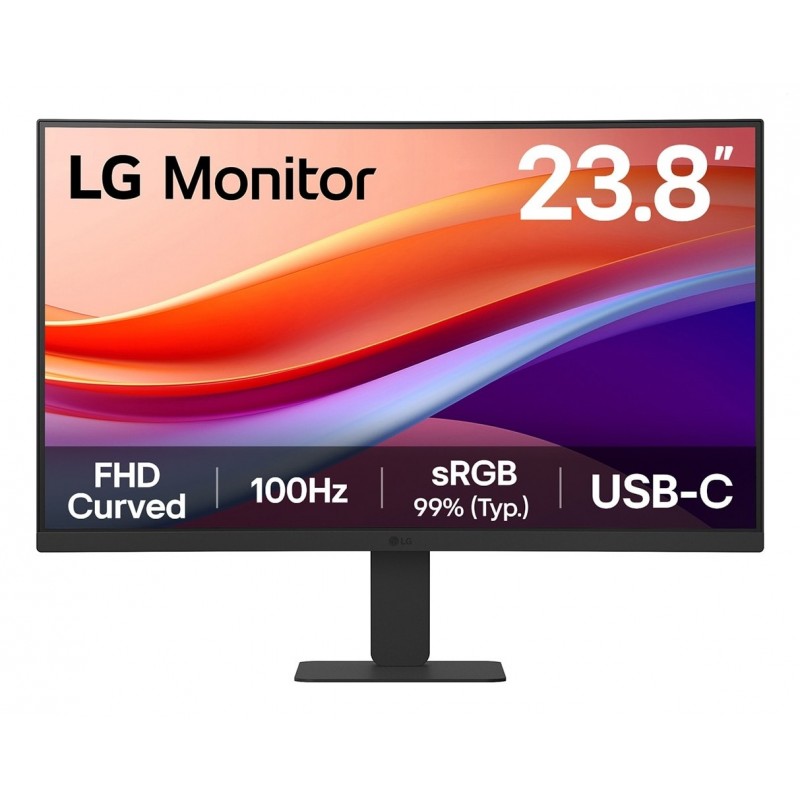 MONITEUR LG 24 LCD INCURVE 5MS NOIR Full HD 1920 x 1080 - 100 Hz- HDMI - USB-C - Inclinable - Garantie 3 ans Réf   LG 24