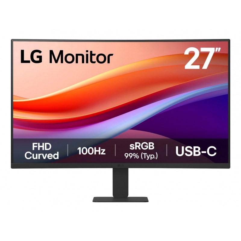 MONITEUR LG 27 LCD INCURVE 5MS NOIR Full HD 1920 x1080 - 100 Hz- HDMI - USB-C - Inclinable - Garantie 3 ans Réf   27U421