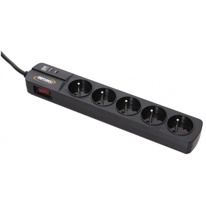 Parasurtenseur 5 prises FR INFOSEC S5 BLACK LINE II Réf   61295