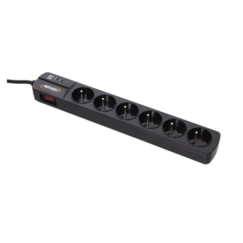 Parasurtenseur 6 prises FR INFOSEC S6 BLACK LINE II Réf   61296