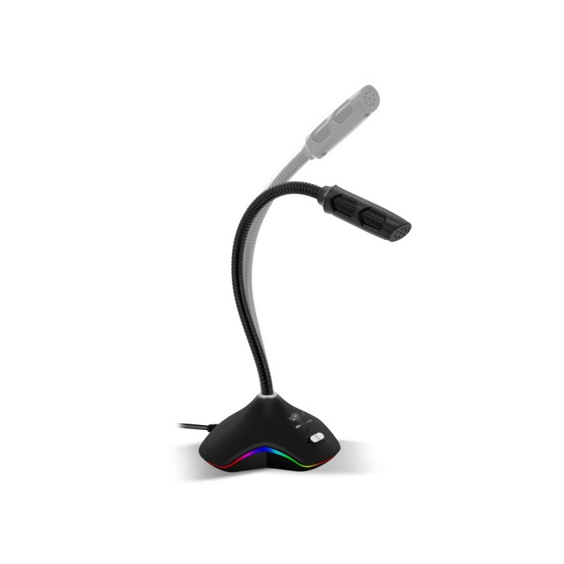 Micro sur pied SPIRIT OF GAMER Gaming et Multimédia LED RGB Câble 140 MM Connexion USB Réf   MIC-EKO300.