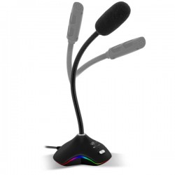 Micro sur pied SPIRIT OF GAMER Gaming et Multimédia LED RGB Câble 140 MM Connexion USB Réf   MIC-EKO300.