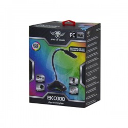 Micro sur pied SPIRIT OF GAMER Gaming et Multimédia LED RGB Câble 140 MM Connexion USB Réf   MIC-EKO300.