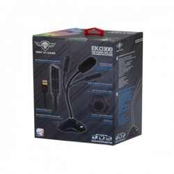 Micro sur pied SPIRIT OF GAMER Gaming et Multimédia LED RGB Câble 140 MM Connexion USB Réf   MIC-EKO300.