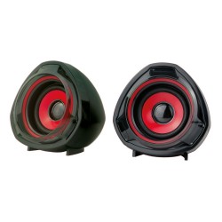 Haut parleur 2.0 Rouge Noir Hati Berserker Gaming 2x2.5 W RMS Alimentée port USB.Jack stéréo 3.5 Réf. 0816113-H-BSK-HATI