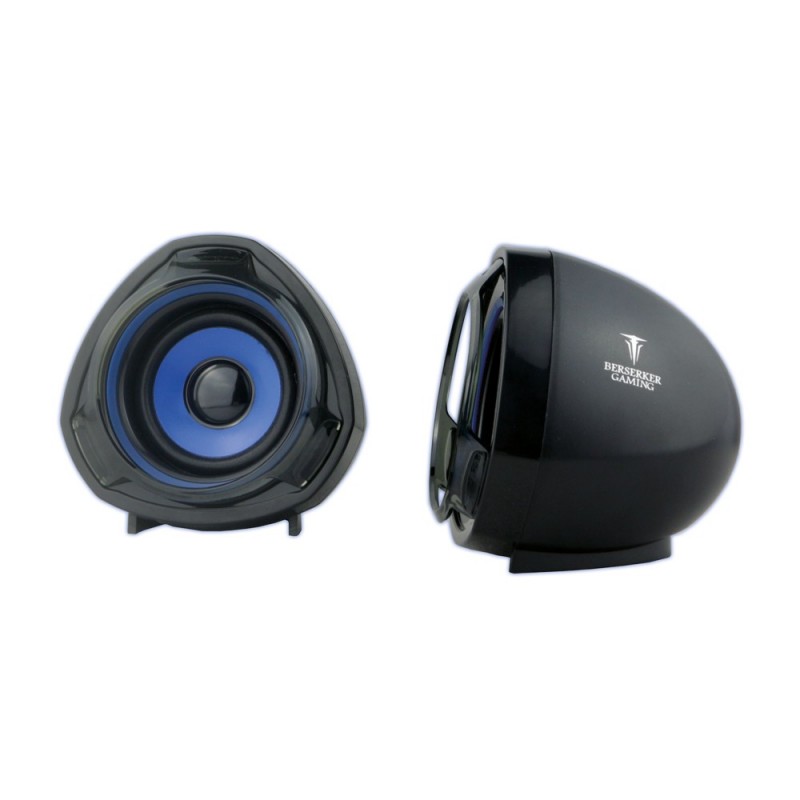 Haut parleur 2.0 Bleu Noir Hati Berserker Gaming 2x2.5 W RMS Alimentée port USB.Jack stéréo 3.5 Réf. 0816114-H-BSK-HATI-
