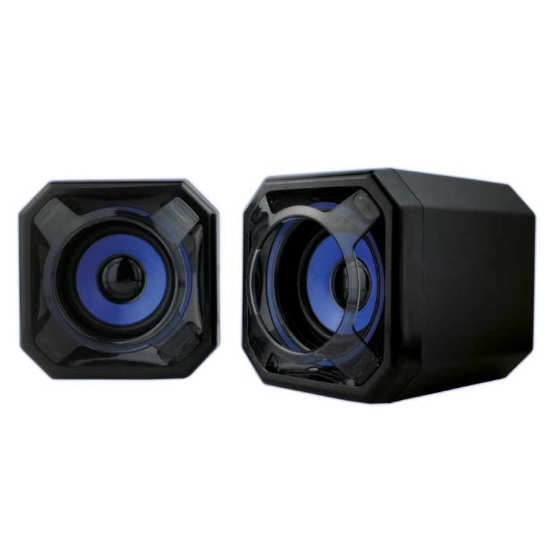 Haut parleur 2.0 Bleu Noir Habrok Berserker Gaming 2x2.5 W RMS Alimentée port USB.Jack stéréo 3.5 Réf. 0816116-H-BSK-HAB