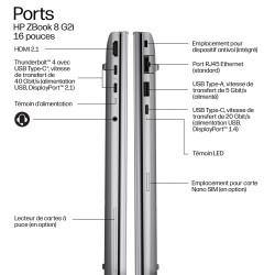HP ZBook 8 G2i 16 Intel Core Ultra 7 356H 16p WUXGA 16Go DDR5 1To SSD be+BT 8C Batt FPS W11P NG PRM 1yr Wrty