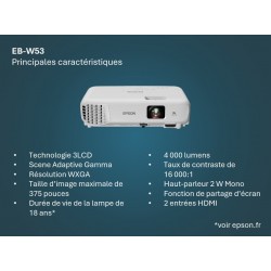 EPSON EB-W53 3LCD Pojector 4000lm