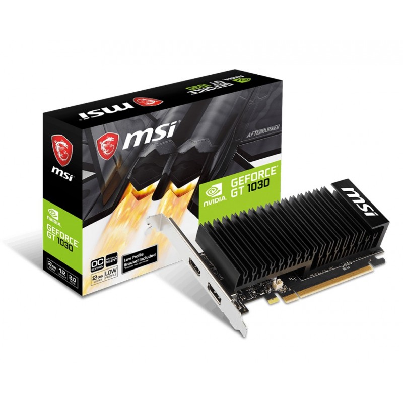 Carte Vidéo GT1030 2GH LP OC MSI 2G GDDR5   DP   HDMI   LOW PROFILE SANS VENTILATEUR Réf   GT 1030 2GH D4 LP OC.
