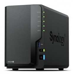 SERVEUR NAS DS-225+ SYNOLOGY 2 baies  2USB 3.2  RJ45 1000+2500 SATA 6Gb s- RAID 0, 1,JBOD- RAM 2Go Réf   DS225+.
