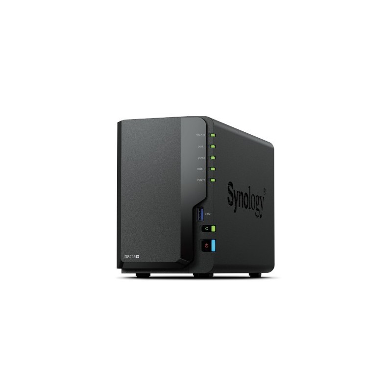 SERVEUR NAS DS-225+ SYNOLOGY 2 baies  2USB 3.2  RJ45 1000+2500 SATA 6Gb s- RAID 0, 1,JBOD- RAM 2Go Réf   DS225+.