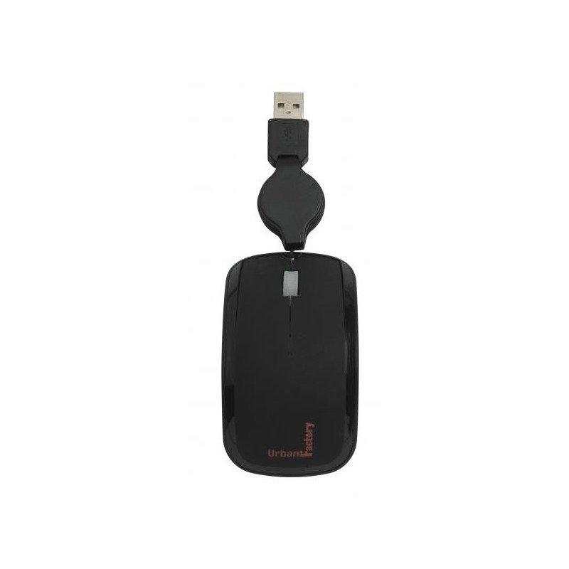 Mini Souris optique NOIR cable rectractile en USB URBAN FACTORY Réf SJM02UF Mini Souris optique NOIR cable rectractile en USB URBAN FACTORY Réf SJM02UF