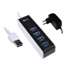 Hub USB 3.0 4 Ports HEDEN Cable 40 cm + alimentation externe Réf   HUBUSB3E4A