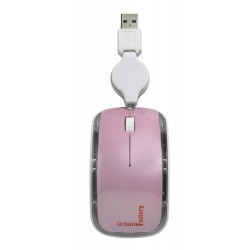 Mini Souris optique ROSE cable rectractile en USB URBAN FACTORY Réf   SJM03UF