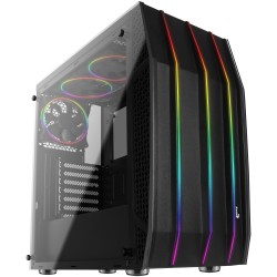 Boitier Moyen Tour ATX  AEROCOOL KLAW RGB NOIR 2 USB2-1 USB3 -3 ventil - Panneau vitré Réf   ACCM-PB13033.11.