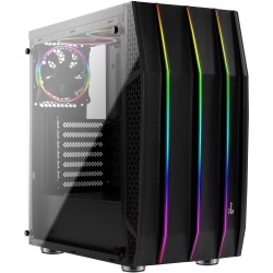 Boitier Moyen Tour ATX  AEROCOOL KLAW RGB NOIR 2 USB2-1 USB3 -3 ventil - Panneau vitré Réf   ACCM-PB13033.11.