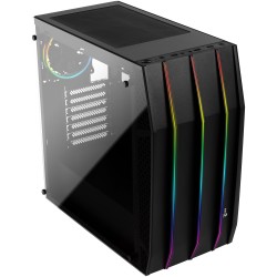 Boitier Moyen Tour ATX  AEROCOOL KLAW RGB NOIR 2 USB2-1 USB3 -3 ventil - Panneau vitré Réf   ACCM-PB13033.11.