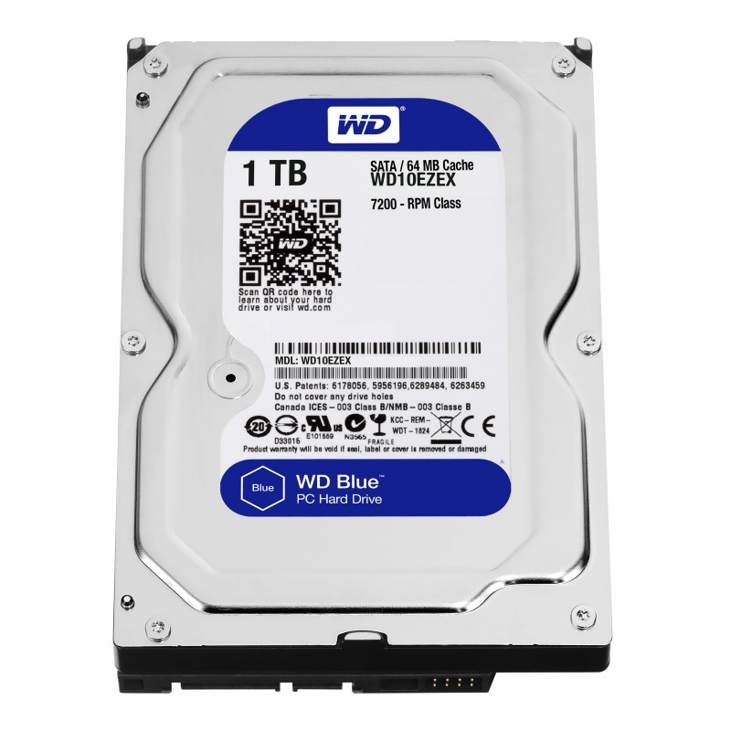 Disque Dur 3.5 1To 64Mo SATA3 WD WESTERN DIGITAL - CAVIAR BLUE 7200T Ref   WD10EZEX Garantie constructeur