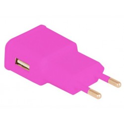 Adaptateur UNIVERSEL ROSE Secteur 220V vers 1x USB  2.1A URBAN FACTORY Réf   WCD22UF