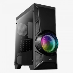 Boitier Moyen Tour ATX  AEROCOOL Aeroengine RGB-A-BK-V1 - N RGB NOIR -2 USB2-1USB3- ventil-Panneau vitré Réf   ACCM-PV16