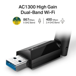 Adaptateur USB WIFI AC1300 MU-MIMO 867Mbits wifi 5 Ghz   400Mbits wifi 2.4 Ghz Réf   ARCHER T3U PLUS.