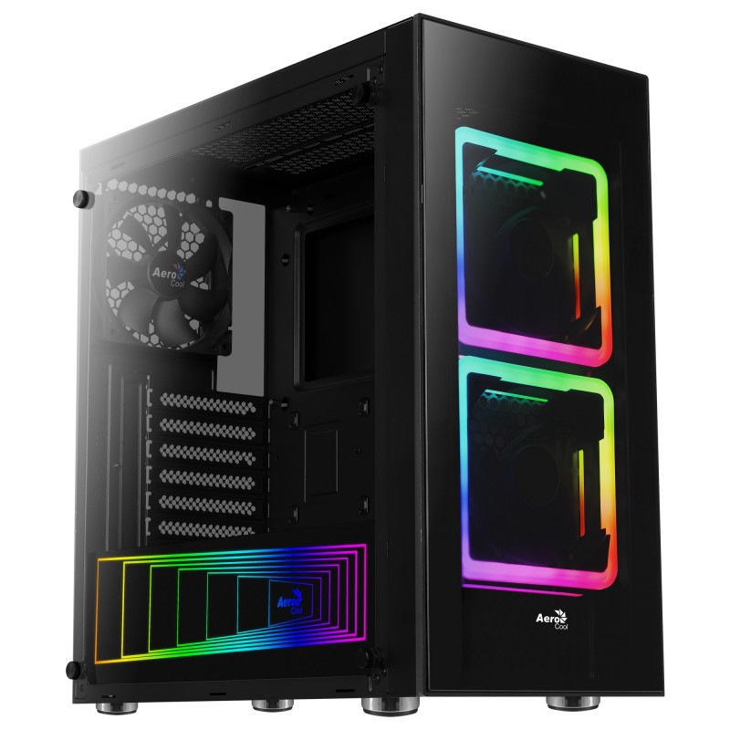 Boitier Moyen Tour ATX  AEROCOOL TOR RGB NOIR 2 USB3 -3 ventil - Panneau vitré Réf   ACCM-PB12033.11.