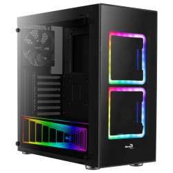 Boitier Moyen Tour ATX  AEROCOOL TOR RGB NOIR 2 USB3 -3 ventil - Panneau vitré Réf   ACCM-PB12033.11.