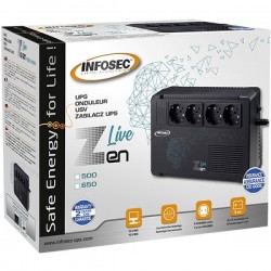 ONDULEUR ZEN LIVE 500VA INFOSEC réf   66081 4 Prises françaises  1 RJ45 1 USB GARANTIE 3 ANS CONSTRUCTEUR