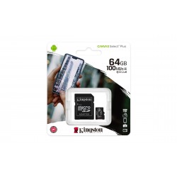 Micro SD CARD HC 64Go -C10 KINGSTON + adaptateur SD- Canvas Select plus Réf   SDCS2 64GB Sorecop inclus