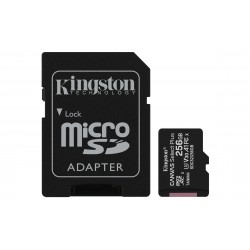 Micro SD CARD HC 256G -C10 KINGSTON AVEC ADAPTATEUR SD - Canvas Select Réf   SDCS2 256GB Sorecop inclus.