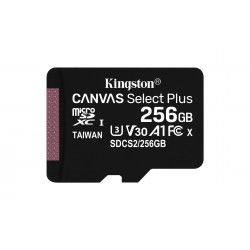 Micro SD CARD HC 256G -C10 KINGSTON AVEC ADAPTATEUR SD - Canvas Select Réf   SDCS2 256GB Sorecop inclus.