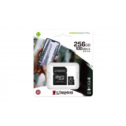 Micro SD CARD HC 256G -C10 KINGSTON AVEC ADAPTATEUR SD - Canvas Select Réf   SDCS2 256GB Sorecop inclus.