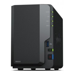 SERVEUR NAS DS-223 - SYNOLOGY 2 Baies -SATA 6G- 3x USB3.2- 1xRJ45 RAID 0, 1, JBOD - RAM 2 Go Ref   DS-223.