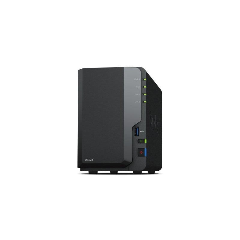 SERVEUR NAS DS-223 - SYNOLOGY 2 Baies -SATA 6G- 3x USB3.2- 1xRJ45 RAID 0, 1, JBOD - RAM 2 Go Ref   DS-223.