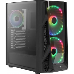 Boitier Moyen Tour ATX  AEROCOOL NIGHTHAWK DUO RGB NOIR 2 USB3 -3 ventil - Panneau verre trempé Réf   ACCM-PB20033.11.