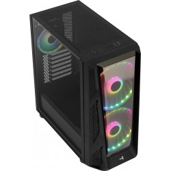 Boitier Moyen Tour ATX  AEROCOOL NIGHTHAWK DUO RGB NOIR 2 USB3 -3 ventil - Panneau verre trempé Réf   ACCM-PB20033.11.