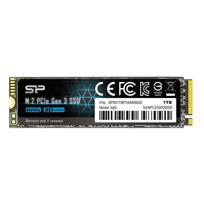 SSD 1To M.2 PCIe - NVMe 2280 Model A60 - SILICON POWER Réf   SP001TBP34A60M28.