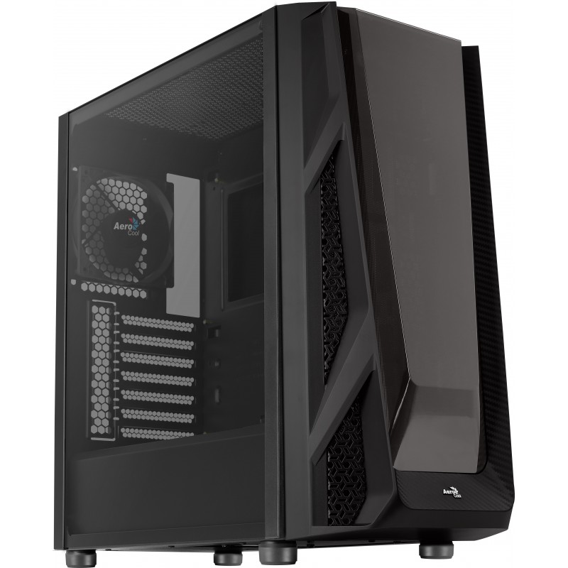 Boitier Moyen Tour ATX  AEROCOOL NIGHTHAWK  NOIR 2 USB3 -1 ventil - Panneau vitré Réf   ACCM-PB20013.11.