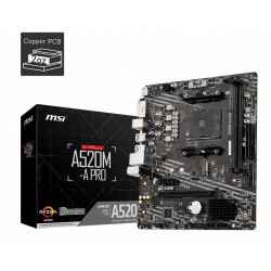 Carte Mère MSI A520M-A PRO AM4 M-ATX  2 DDR4 DVI HDMI 4 SATA 6Gb s -1 X M.2 2 X USB2.0  4 X USB3.0.