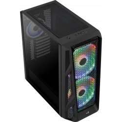 Boitier Moyen Tour ATX  AEROCOOL AIRHAWK DUO  RGB NOIR 2 USB3 -3 ventil - Panneau verre trempé Réf   ACCM-PB19033.11.