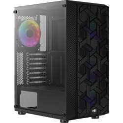 Boitier Moyen Tour ATX  AEROCOOL Hive V2 RGB NOIR 1 xUSB3.0 2 USB2.0-1 ventil-Panneau vitré Réf    ACCM-PV27043.11.