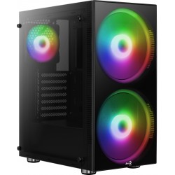 Boitier Moyen Tour ATX  AEROCOOL SCAR RGB NOIR 1 USB3 2 USB2-3 ventil - Panneau vitré Réf   ACCM-PB15033.11.