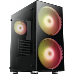 Boitier Moyen Tour ATX  AEROCOOL SCAR RGB NOIR 1 USB3 2 USB2-3 ventil - Panneau vitré Réf   ACCM-PB15033.11.