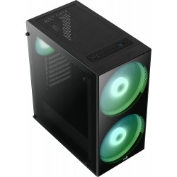 Boitier Moyen Tour ATX  AEROCOOL SCAR RGB NOIR 1 USB3 2 USB2-3 ventil - Panneau vitré Réf   ACCM-PB15033.11.