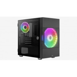 Boitier Cube Micro ATX AEROCOOL Atomic V2 RGB NOIR 2 USB2 -2 ventil.panneau vitré Réf   ACCS-PV26123.11.