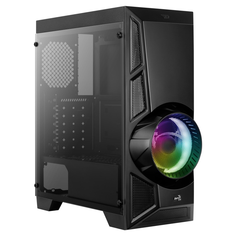 Boitier Moyen Tour ATX  AEROCOOL AERO ENGINE TEMPERED GLASS  RGB NOIR 2 xUSB2 -1 USB3 -1 ventil-Panneau vitré Réf   ACCM